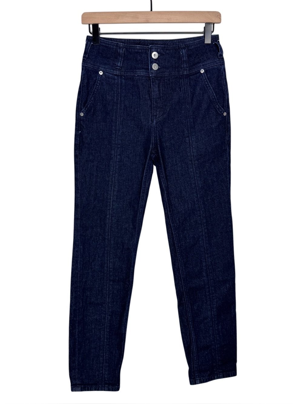 WJ112 {Pilcro x Anthropologie} Dark Blue High Rise Tapered Straight Leg Jeans